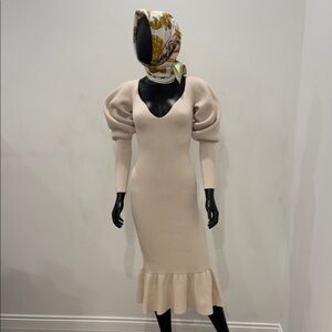 NEW Khaite Carolyn Bessette Style Sculptural Wool Knit Dress XS Bergdorf Goodman
